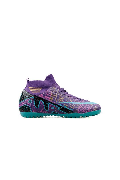 Laliga Kids Astroturf Field Shoes Fhs-Purple-Turquoise-Patterned Purple