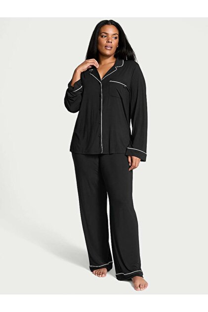 Victoria's Secret☆上下セット Glazed Saten Uzun Pijama Takımı Siyah | Victoria's Secret