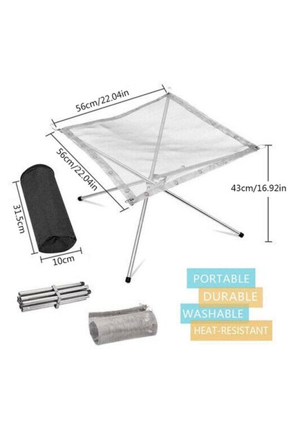 L Outdoor BBQ Bonfire Rack Portable Camping Fire Pit Grill Stainless Steel Mesh Fire Pit Wood Stove.