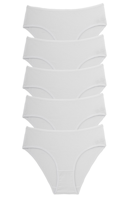 High Waist Bikini Women's Panties - Pack of 5 Cotton Lycra White