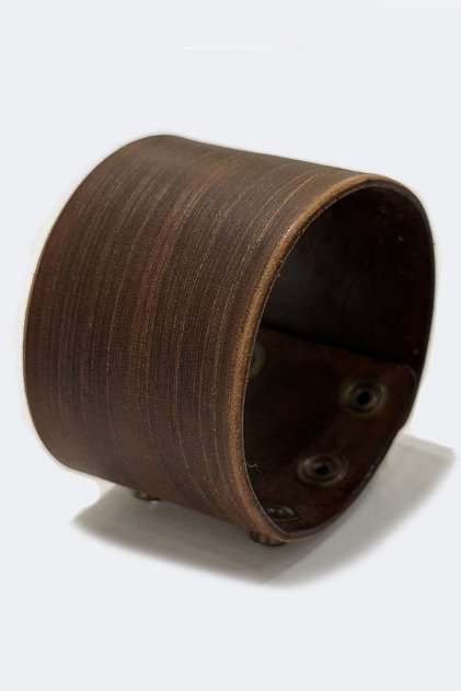 Antique Brown Plain Handcrafted Men's Leather Bracelet