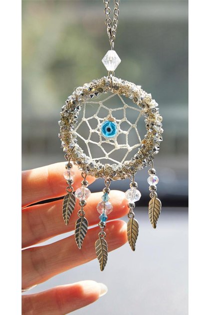 En Charm Obje Yaprak Motifli Dreamcatcher Düş Kapanı Araba Süsü Ve Yat Aksesuarı