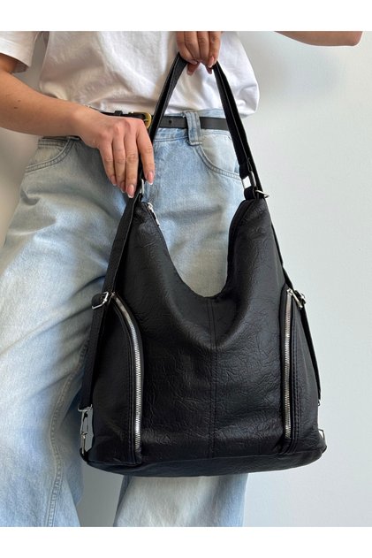NEW HIGH-QUALITY SOFT LEATHER SIMPLE AND CHIC LARGE-SIZED MULTI-COMPARTMENT BACKPACK AND SHOULDER BAG