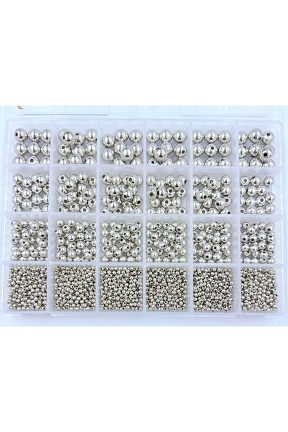 Giant Silver Plastic Round Spacer Bead Bracelet Necklace Jewelry Making Supplies