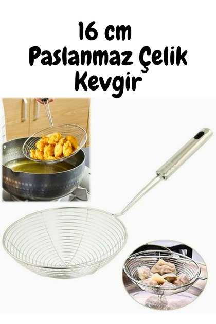 16 cm Paslanmaz çelik kızartma kevgir yağ süzgeç çelik tel kepçe