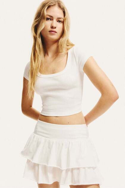 Tiered jersey mini skirt