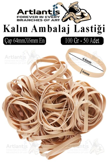 Kalın Ambalaj Lastiği 100 gr 50 li 1 Paket %100 Kauçuk 64x6mm Geniş Büyük Paket Lastik Kasa Poşet Ta
