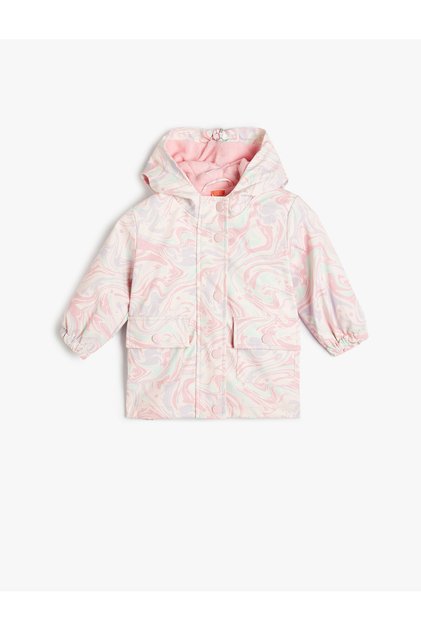 Hooded Raincoat Cotton Lined Waterproof Covered with Pockets