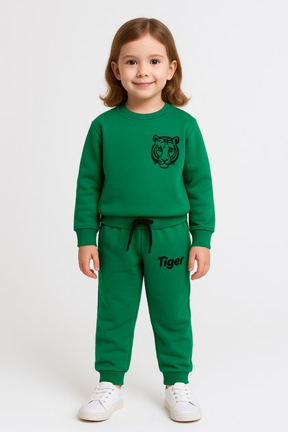 Unisex Kids Tracksuit Set Tiger Model Tiger Embroidered 3 - 10 Years