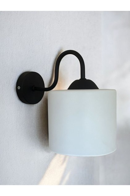Merco Black Case White Glass Sconce