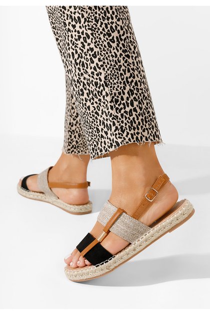 Sandale tip espadrile Emillya negre
