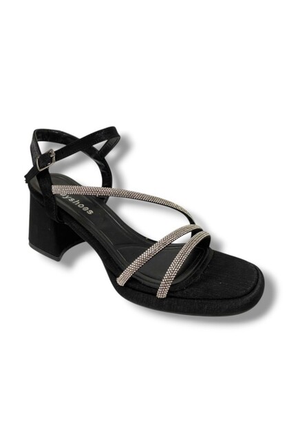 488-25 Satin Square Heel Stone Women's Sandals