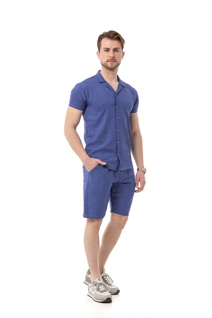 Men's Mechanical Linen Shirt Shorts Suit