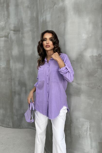 Women's Linen Shirt with Six Tassels