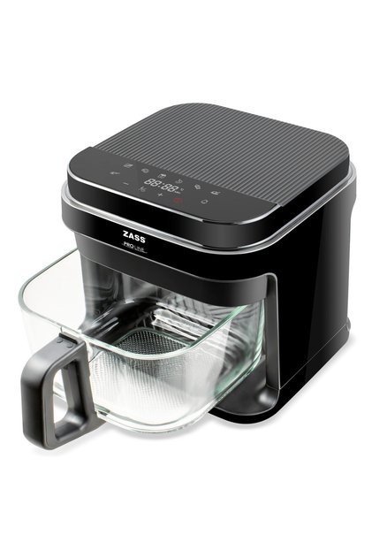 Friteuză cu aer cald ZAF 09, capacitate 5,5 l, coș detașabil din sticlă securizată, control digital, negru