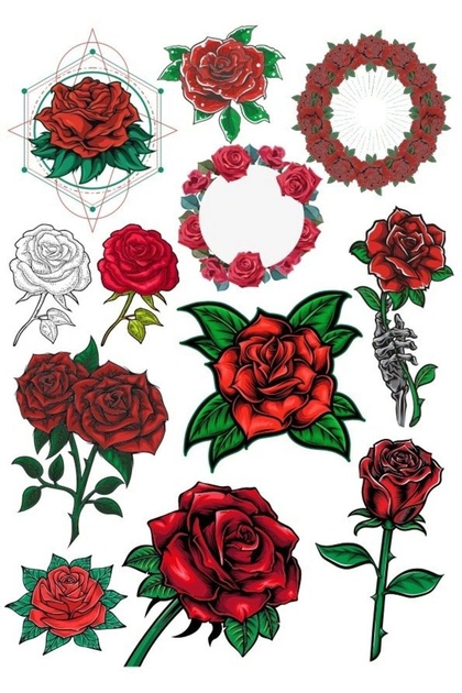Rose Sticker Set 15 Pieces Phone, Tablet, Notebook, Laptop Sticker