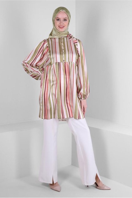 STRIPED TIE-DETAIL WIDE ARM TUNIC 43735