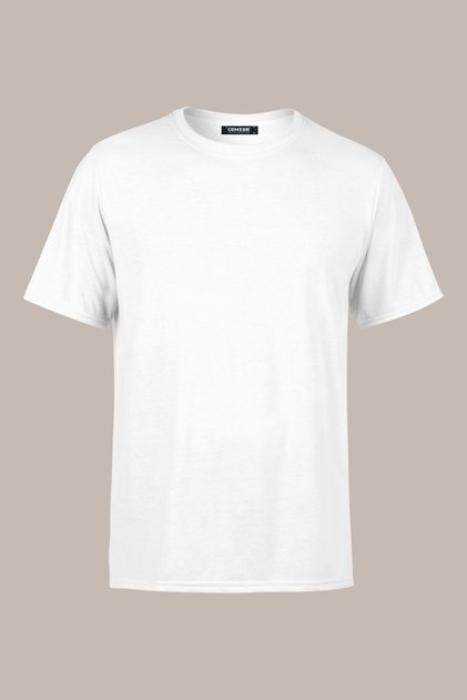 Men's White Basic Regular Fit Cotton Short Sleeve Crew Neck T-shirt