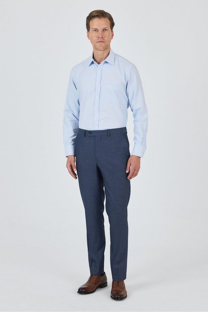 Navy Blue Flexible Side Pocket Comfort Fit Classic Trousers 1003250154