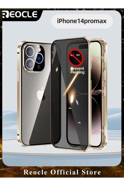 غلاف هاتف زجاجي مزدوج الجوانب مع واقي لعدسة الكاميرا لهاتف iPhone 14 Pro Max