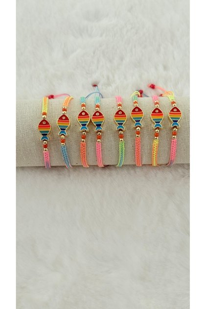 Colorful Fish Figured Summer Bracelet (Price Is for 1 Piece Bracelet, Rope Color May Vary)