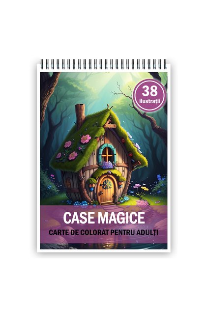 Carte de colorat pentru adulți, 38 de ilustrații, Căsuțe magice, 86 de pagini