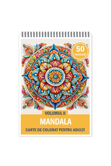 Антистресова книжка за оцветяване, 50 илюстрации, Мандала - том II, 106 страници, формат: A5