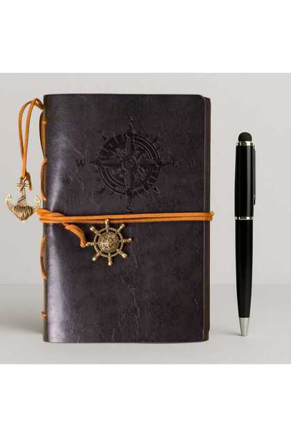 Mr Leather Kraft Paper Compass Design Notebook and Pen Set Gift Set Custom Design