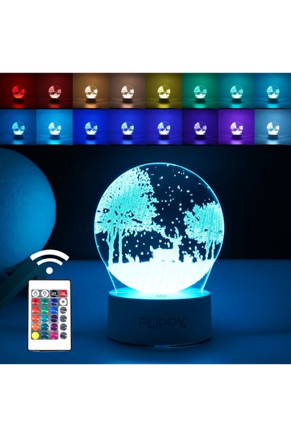 Lampa LED decorativa, OEM, 3D, Peisaj de iarna, cu telecomanda