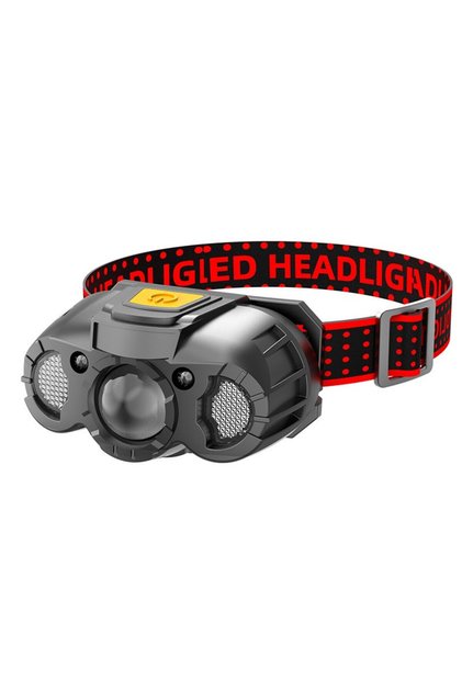 Lanternă frontală LED, rabatabilă, încărcare USB tip C, rază de acțiune 100-200 m, 5 W, 6 niveluri de luminozitate, 400 mAh, gri