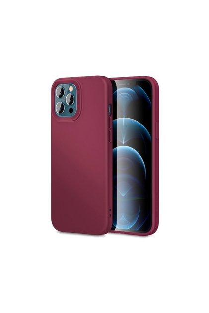 Husa pentru iPhone 14 Pro Flippy, Silicon Liquid, Microfibra, Protectie Antisoc, Wine red, Claret