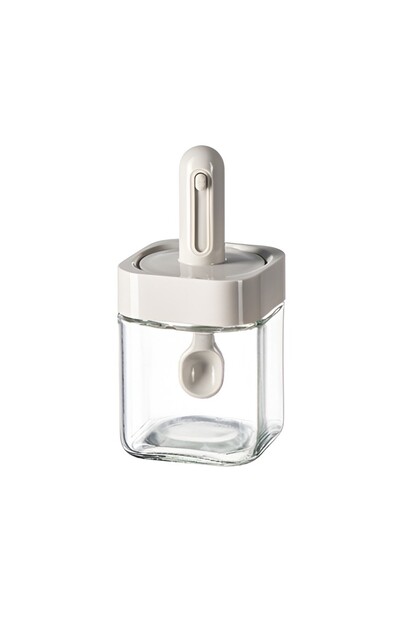 Recipient pentru Depozitarea Condimentelor, Flippy, Borcan din Sticla, 300 ml, 7.1x7.1x14.8 cm, Gri