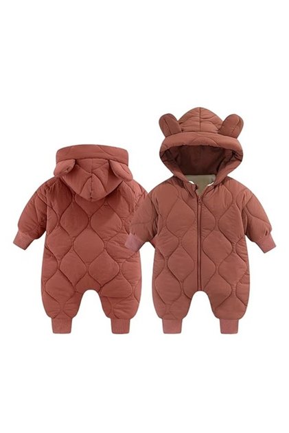 Combinezon de Iarnă Flippy, pentru Bebelusi, Bumbac, Urechi, Mansete Elastice, Unisex, 66 cm,Visiniu