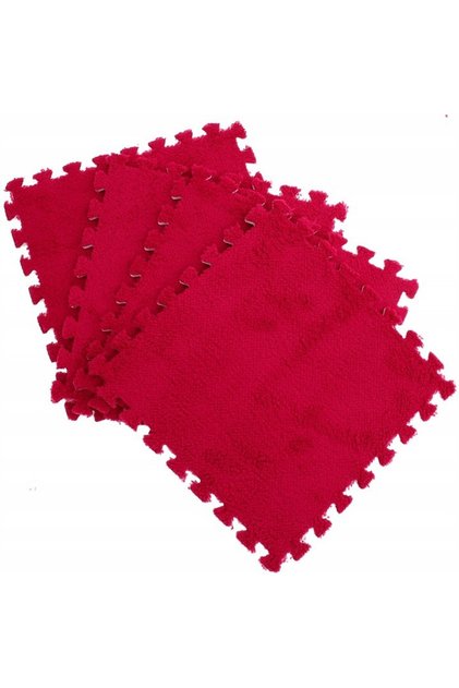 Set de 10 covorașe puzzle, pliabile, spumă EVA, pufoase, 30 x 30 x 1 cm, roșii