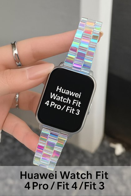 Huawei Watch Fit 5 Pro/Fit 5/Fit 4 Pro/Fit 4/Fit 3 Uyumlu Şeffaf Hologram Ayarlanabilir Kordon Kayış