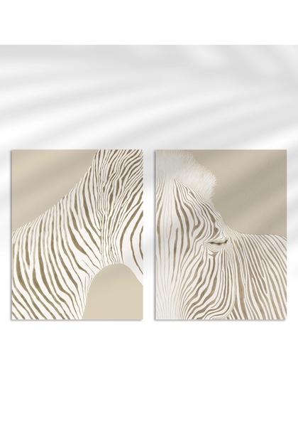 Çerçevesiz Poster Modern Zebra Çizgi Sanatı 2'li