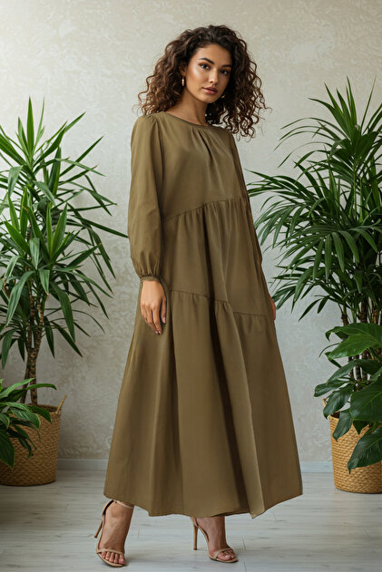organic cotton maxi dress Iga Gathered Organic Cotton Maxi Dress