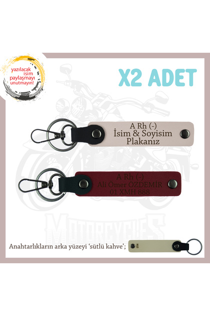 Exclusive for Biker Style, Motorbike Keychain with Name Plate and a Rh (-) Blood Type Lettering, Powder-Maroon-Sk