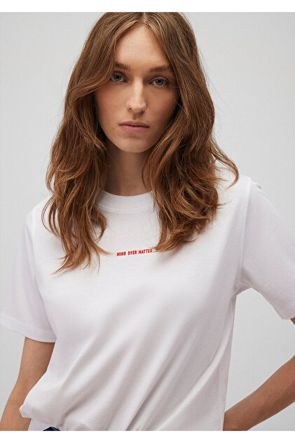 Mavi Baskılı Beyaz Tişört Regular Fit / Normal Kesim 1612678-620