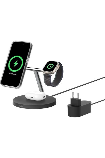 BoostCharge Pro Qi2 (15 W) 3'ü 1 arada Kablosuz Şarj İstasyonu WIZ032KQBK