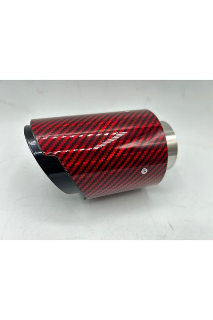 MONLİON KIRMIZI KARBON EGZOZ UCU GİRİŞ ÇAPI60mm,ÇIKIŞ ÇAPI 89mm TEKLİ