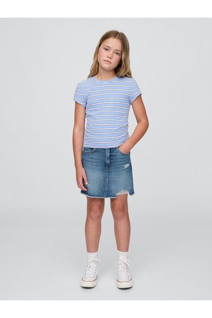 Kız Çocuk Mavi High Rise Denim Etek