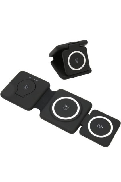 3'lü Kablosuz Şarj Standı iPhone Apple Watch AirPods Android Uyumlu Telefon Hızlı Şarj Katlanabilir
