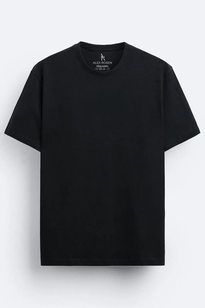 100% Cotton Single Jersey Oversize Unprinted Crew Neck Black T-Shirt