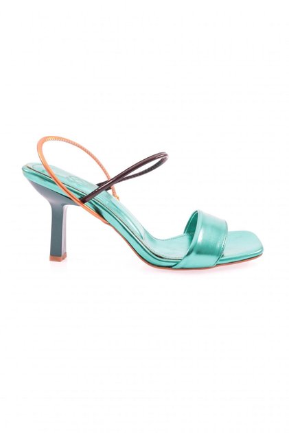 Green Square Toe Strappy Women's Heeled Sandals - 704-2164-23y Multi