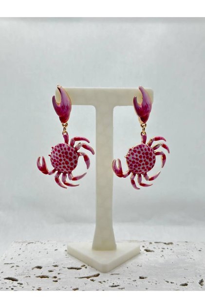 Zr Model Pink Crab Earrings
