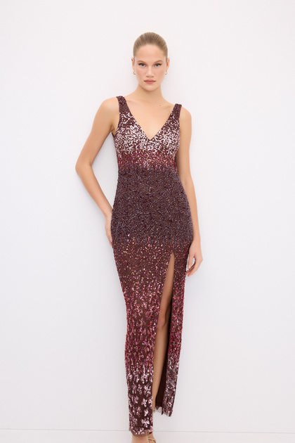 adL Night Zoom Yırtmaçlı İşlemeli Elbise - Fiyatı, Yorumları