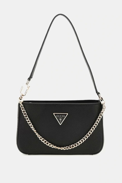 Guess NOELLE MINI TOP ZIP SHOULDER Kadın Siyah Mini Çanta