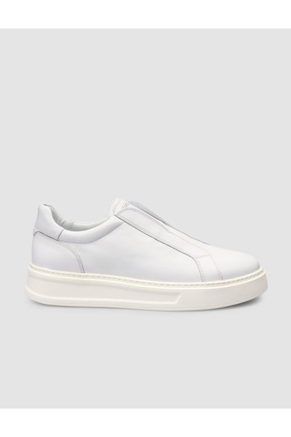 100% Genuine Leather White Flat Men's Sports Shoes