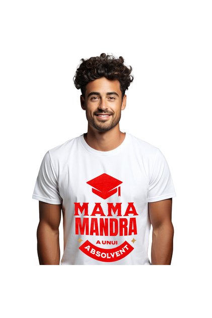 Tricou Barbati cu Toca Absolvire Scoala educatie Familie cu imprimeu pe Fata, 10,White_XS